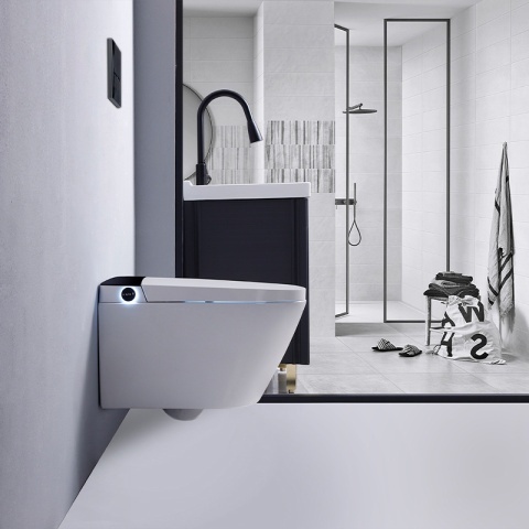 Set vas WC Smart ,cu functie bideu, Buton Negru, cadru inclus - Img 2