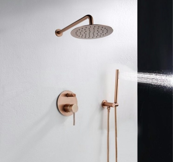 Sistem Complet De Dus REA LUNGO ROSE GOLD, Montaj Incastrat In Perete, Ploaie De Dus 25x25cm, Finisaj Rose Gold - Img 9
