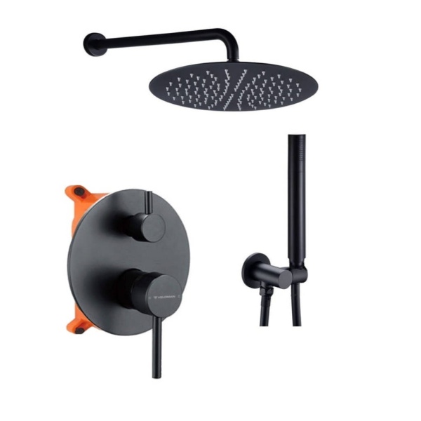 Sistem de dus PRO Costa Black, montaj incastrat in perete, ploaie de dus, 2 functii, finisaj negru mat - Img 7