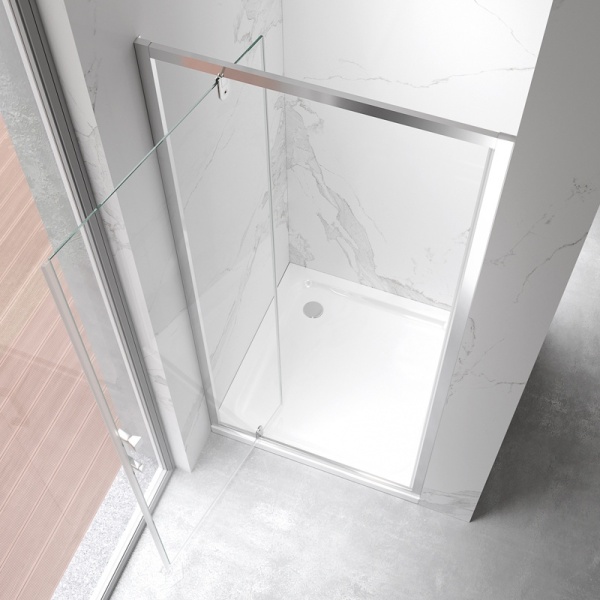 Usa de dus batanta din sticla securizata 6 mm cu rame cromate ZES-KZ18B-80, 80 x 195 cm - Img 4