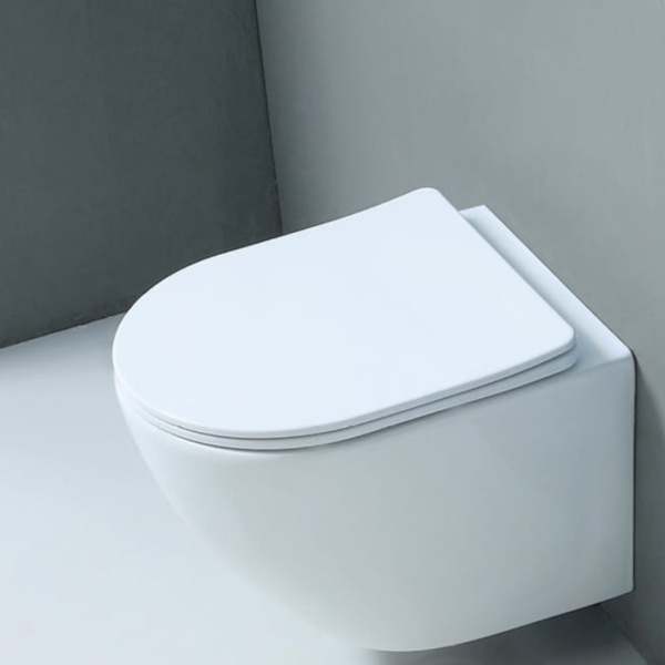 Vas WC PRO 1216S RIMLESS suspendat, ceramica sanitara, 50 x 37 x 36 cm, scaun duroplast slim, Alb - Img 2