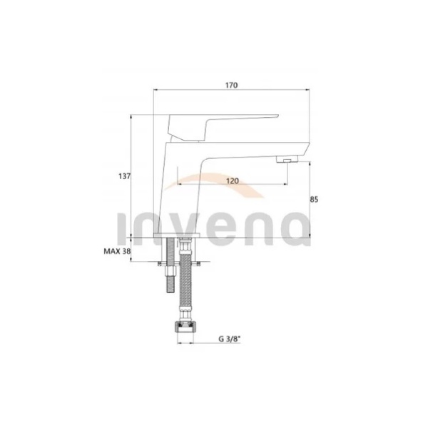 Baterie lavoar Invena Paros negru mat - Img 2