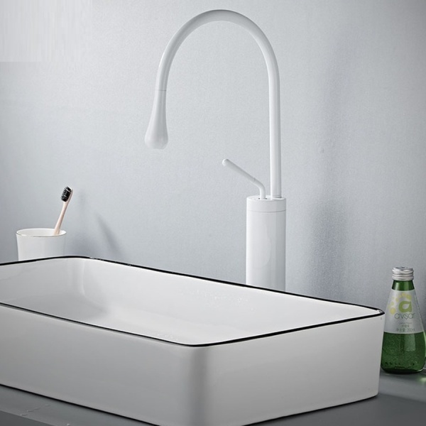 Baterie Lavoar PRO IKA, Montaj Pe Blat, Capat Fix, Monocomanda, Inaltime 47 Cm, Alb - Img 6
