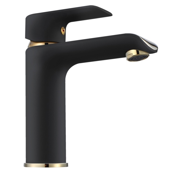 Baterie Lavoar REA BLOOM BLACK GOLD LOW, Montaj Pe Blat, Capat Fix, Inaltime 17 Cm, Finisaj Negru Mat/Auriu - Img 5