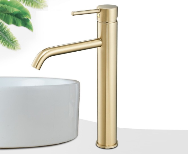 Baterie lavoar REA LUNGO L. GOLD, Inaltime 28cm, finisaj Auriu - Img 3