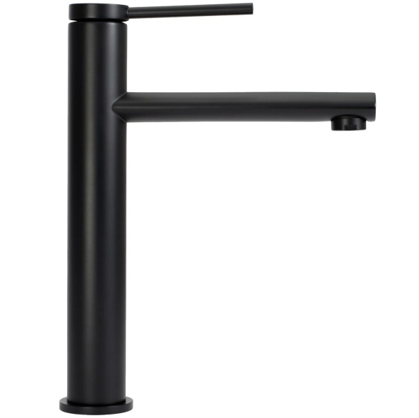 Baterie Lavoar REA OVAL BLACK HIGH, Montaj Pe Blat, Capat Fix, Monocomanda, Inaltime 27 Cm, Culoare Negru, Finisaj Mat - Img 5