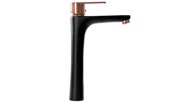 Baterie pentru lavoar REA MILD high,negru mat/auriu rose - Img 4