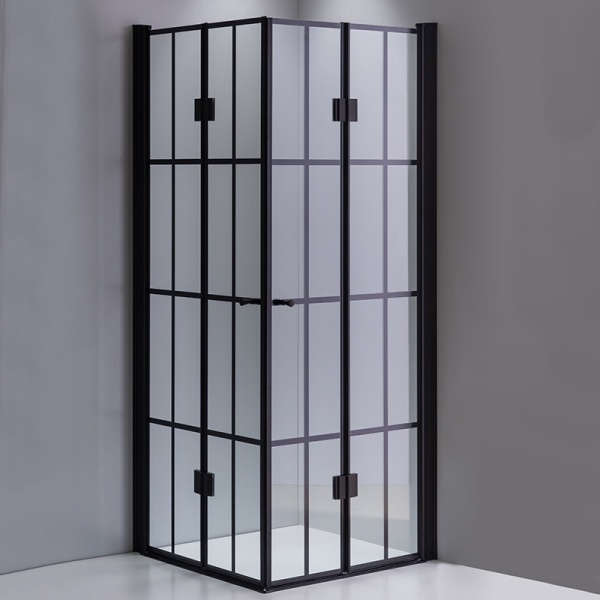 Cabina de dus BS08A Patrata, Design Modern 80x80cm, Culoare Negru - Img 6