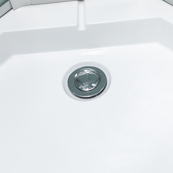 Cabina de dus cu hidromasaj culoare crom periat si cadita alba Puerto-01B 90x 90 cm - Img 12