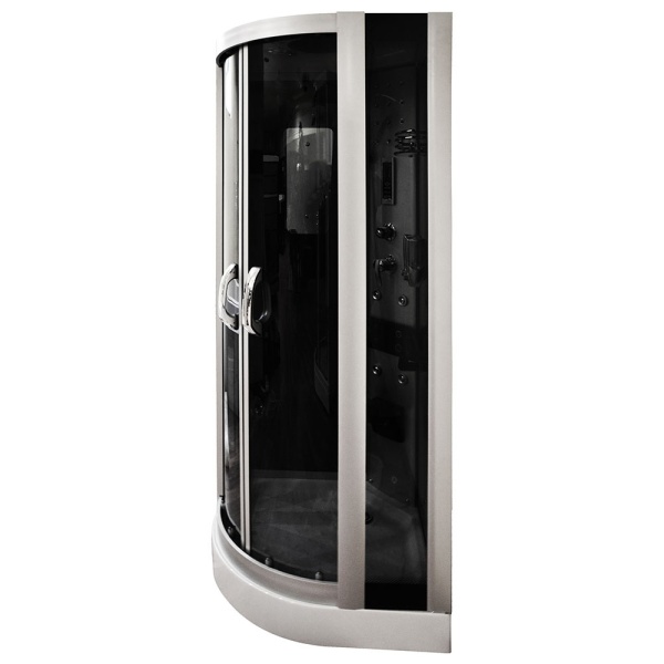 Cabina de dus cu Hidromasaj, Design Elegant 100x100cm , Culoare Crom/Negru - Img 8