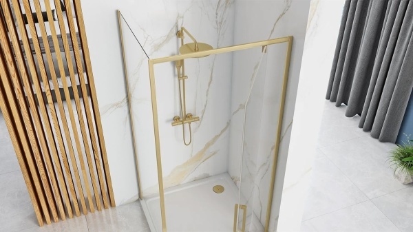 Cabina de dus cu usa batanta Rea Rapid Swing 90x80, Auriu periat - Img 6
