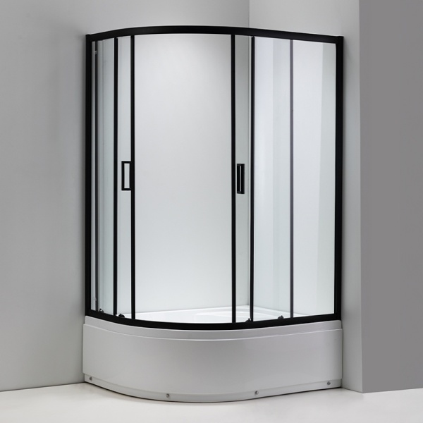 Cabina de dus din sticla securizata 5mm cu rame negre si cadita alba inclusa montaj stanga 115 x 85 cm - Img 6