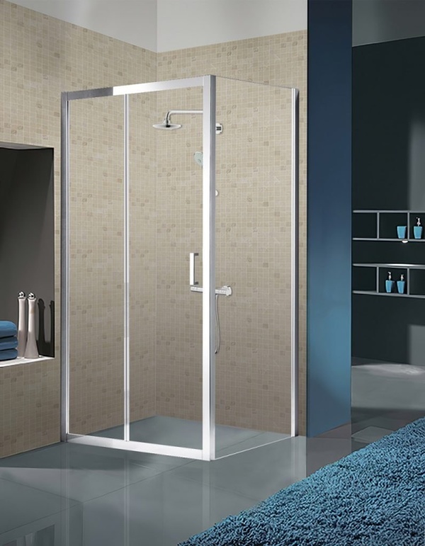Cabina de dus dreptunghiulara din sticla securizata 6 mm si rame cromate KZ103B 110 x 80 cm - Img 3