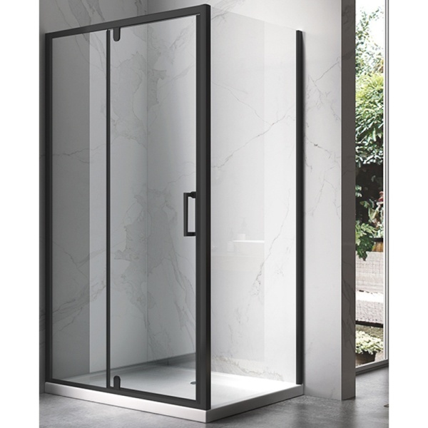 Cabina de dus dreptunghiulara din sticla securizata cu rame negre KZ07A 100 x 90 cm - Img 2