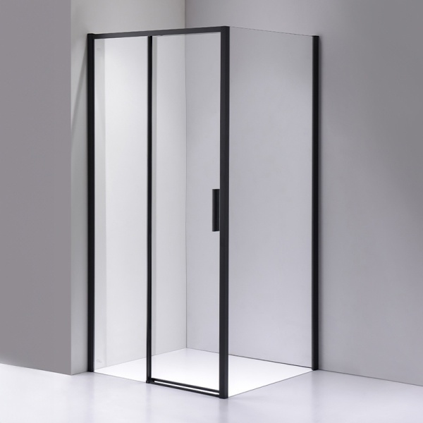 Cabina de dus dreptunghiulara din sticla securizata si rame negre Nova 120 x 80 cm - Img 4