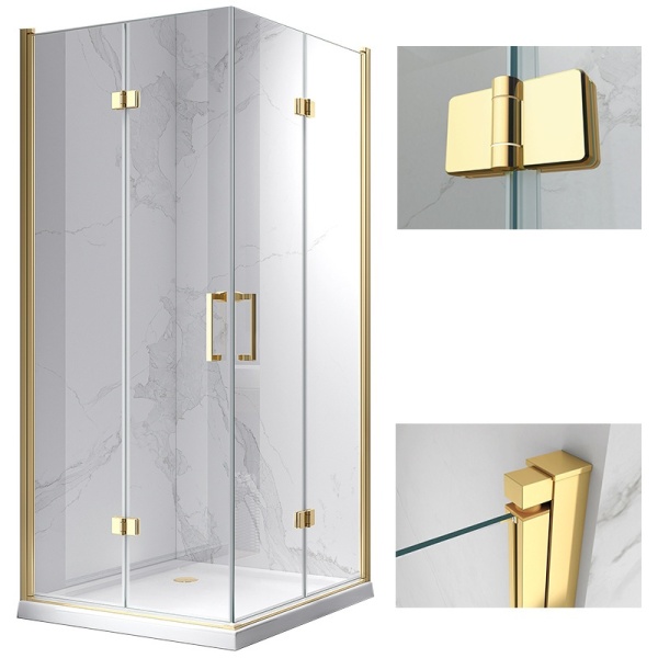 Cabina de dus KZ12B Dreptunghiulara, Design Modern 100x80cm, Culoare Auriu - Img 6