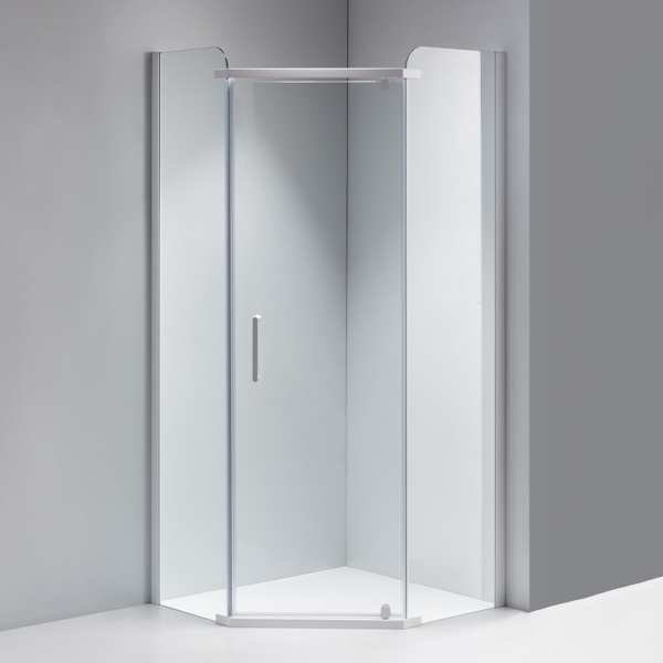 Cabina de dus KZ91A Pentagonala, Design Modern 80x80cm, Culoare Alb - Img 6