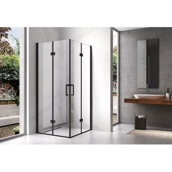 Cabina de dus patrata KZ08B, Dimensiune 90x90cm , Culoare Negru - Img 4