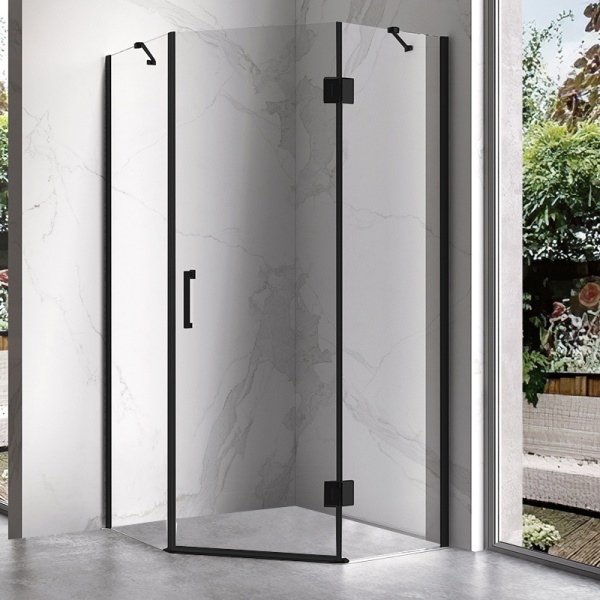Cabina de dus Pentagonala KZ10B, Design Modern 90x90cm, Culoare Negru - Img 2