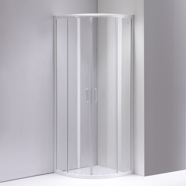 Cabina de dus semicirculara cu montaj pe colt din sticla securizata cu cadita alba KZ94C-ST01C 100 x 100cm - Img 3