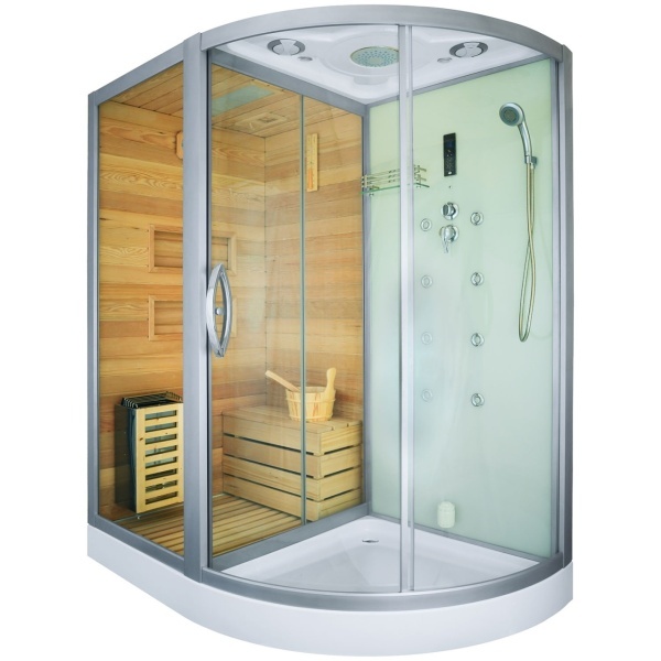 Cabina multifunctionala MO-1751W TRIO, Sauna uscata, Sauna cu aburi si cabina de dus, 180x110x223 cm, Varianta Stanga - Img 2