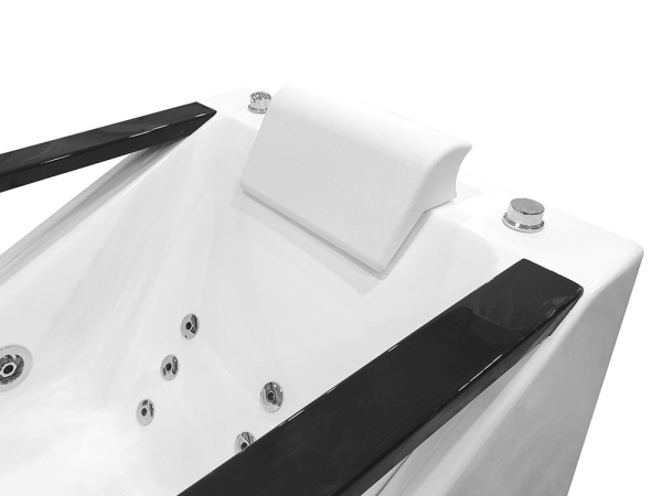 Cad?? de baie cu Hidromasaj, 170X80 cm, Margini Negre, Culoare Alba - Img 7