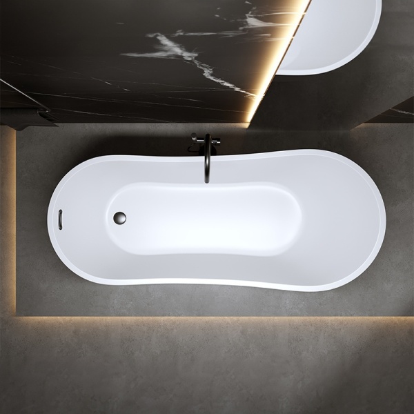 Cada de baie FORTE 520B, Dimensiune 160x75cm, Culoare Alb, Deversor Negru - Img 4