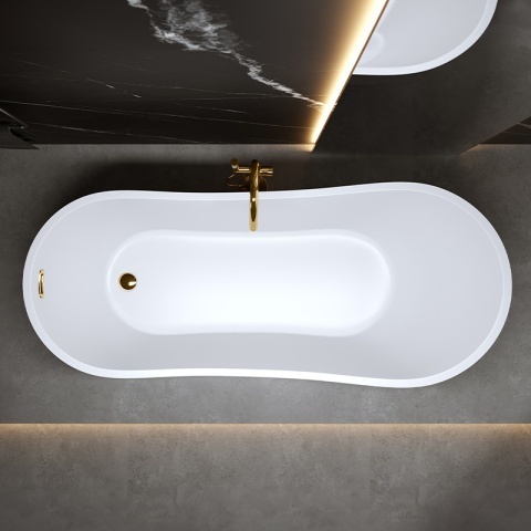 Cada de baie Forte520C 170x75cm, Culoare Alb, Deversor Auriu - Img 4