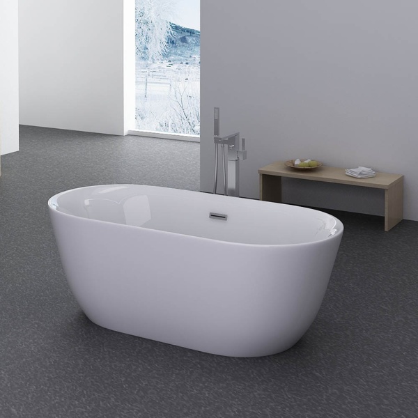 Cada de baie Freestanding 150x75x58cm, Design Modern, Culoare Alb - Img 6