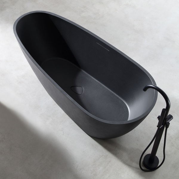 Cada de baie freestanding, Cu Design Modern , Strat Abraziv 170x75cm, Culoare Negru - Img 5