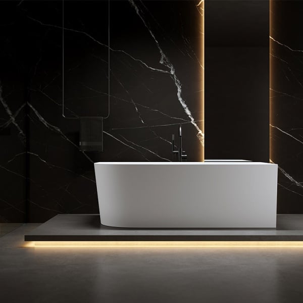 Cada de baie Mera509b Suport 150x75cm/ Partea dreapta, Culoare alb, Deversor Crom - Img 6