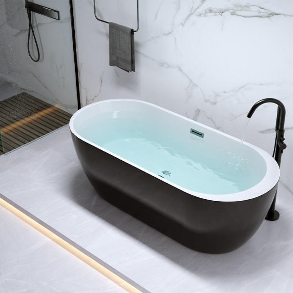 Cada de baie Porto 503A 150x75cm, Culoare Negru , Deversor Cromat - Img 4