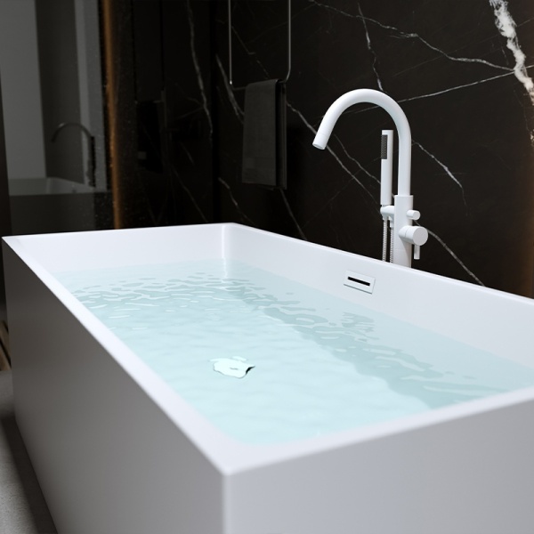 Cada de baie Santa 507A 150x75cm, Culoare Alb, Deversor Alb Mat - Img 5