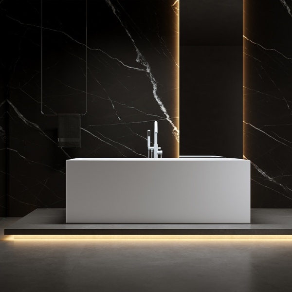 Cada de baie SANTA 507C, Dimensiune 170x75cm , Culoare Alb, Deversor Alb Mat - Img 2