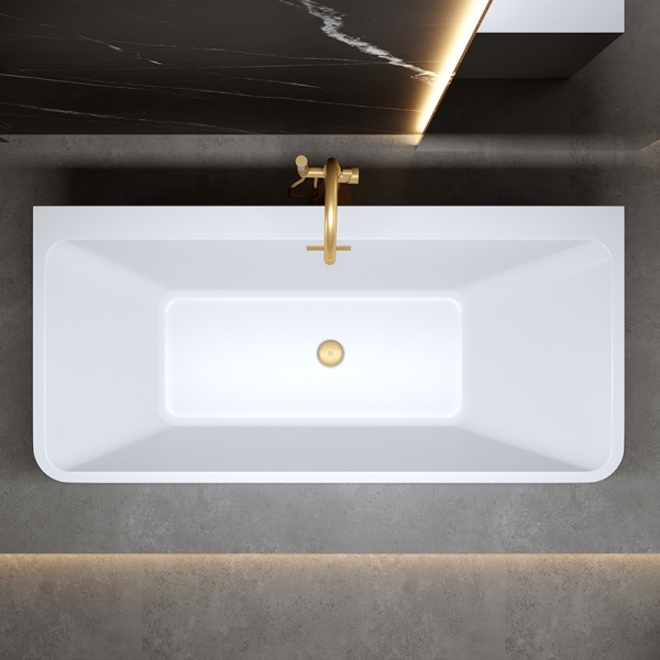 Cada de baie SOFIA 515D, Dimensiune 170x75cm, Culoare Alb, Deversor Auriu Periat - Img 3