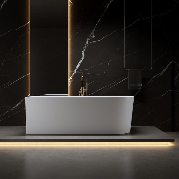 Cada de dus MERA 509C/Stanga, Dimensiune 160x75cm, Culoare Alb, Deversor Auriu - Img 3