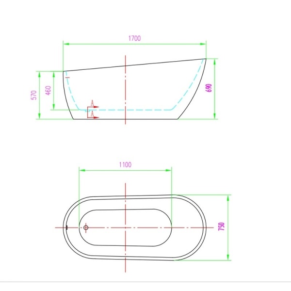 Cada freestanding, Florida, Natalia P-170, ovala, cu instalatie completa, alb - Img 3