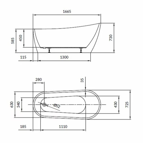 Cada freestanding ovala Cersanit ZEN 167x72 cm - Img 2
