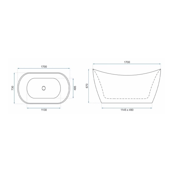 Cada freestanding Rea Kerrano 170x75 cm alb lucios - Img 4