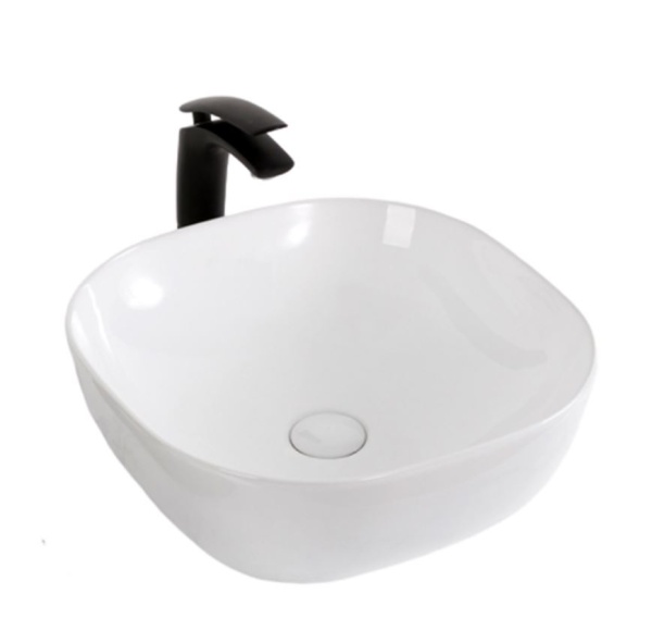 Chiuveta de blat PRO ATLANTA, Dimensiuni 42.5 x 42.5 x 14.5 cm, Forma patrata, Ceramica sanitara, Fara gaura baterie, Alb - Img 3