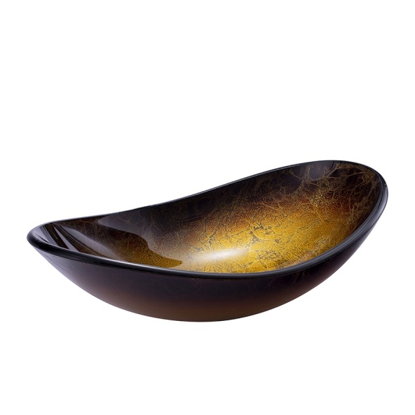 Chiuveta De Blat PRO ERA GLASS, Baterie si accesorii la alegere, Dimensiuni 54 X 34.5 X 16 Cm, Sticla Temperata, Maro Auriu - Img 3