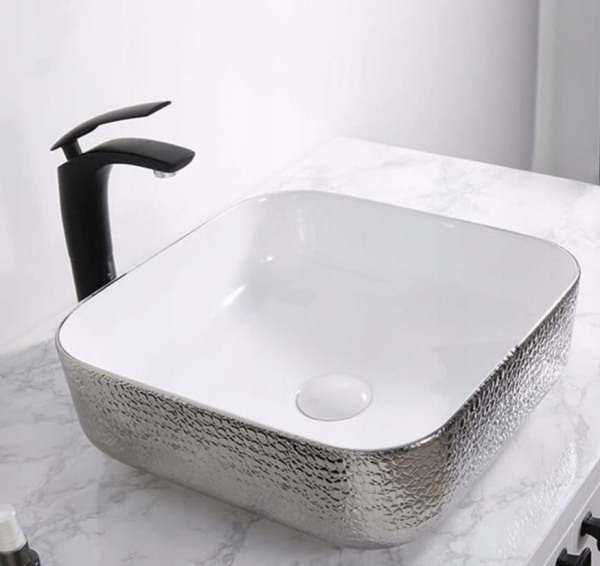 Chiuveta de blat PRO ERA RODO, Dimensiuni 38.5x 38.5x 13.5 cm, Forma Dreptunghiulara, Ceramica sanitara, Fara gaura baterie, Silver - Img 4