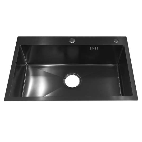 Chiuveta de bucatarie Alor BL cu o singura cuva, otel negru, cu gaura de baterie, dimensiune 68x45 cm - Img 5