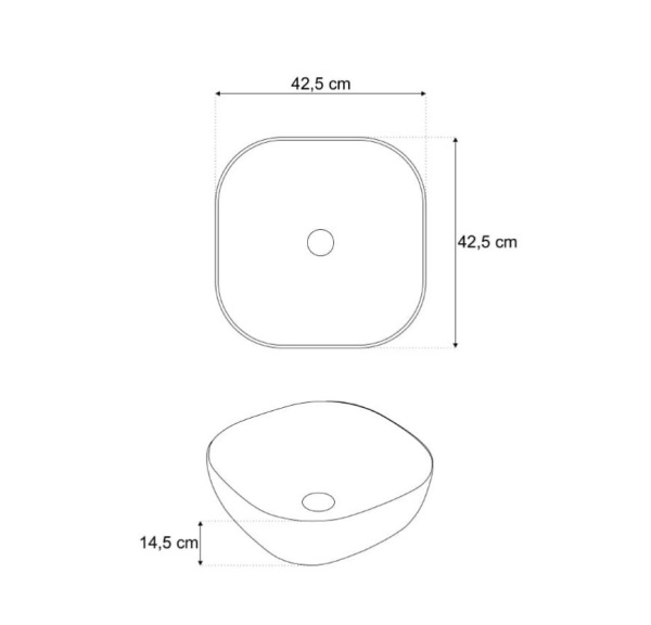 Lavoar Atlanta negru-auriu, 42,5 x 42,5 x 14,5 cm - Img 4
