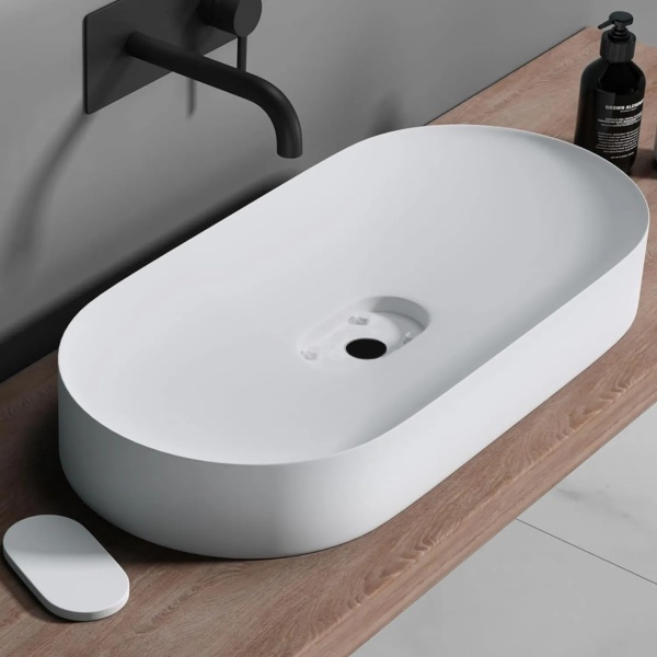 Lavoar de baie Iris , pentru blat , Dimensiune 71 cm , Culoare Alb - Img 3