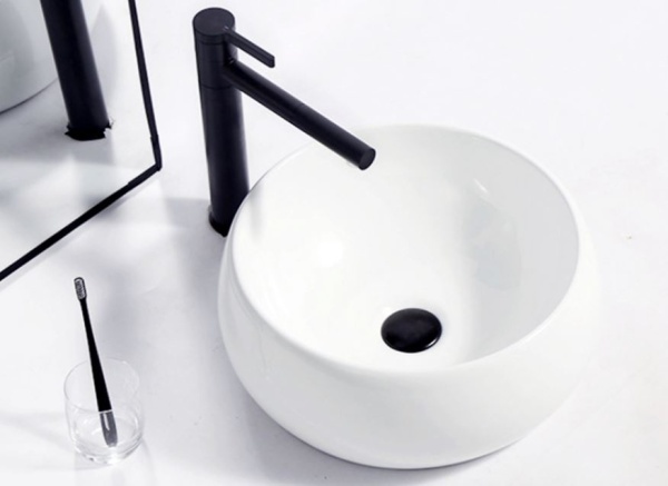 Lavoar de blat PRO AMELIA, Dimensiuni 40 x 40 x 16 cm, Forma Rotunda, Ceramica sanitara, Alba - Img 3