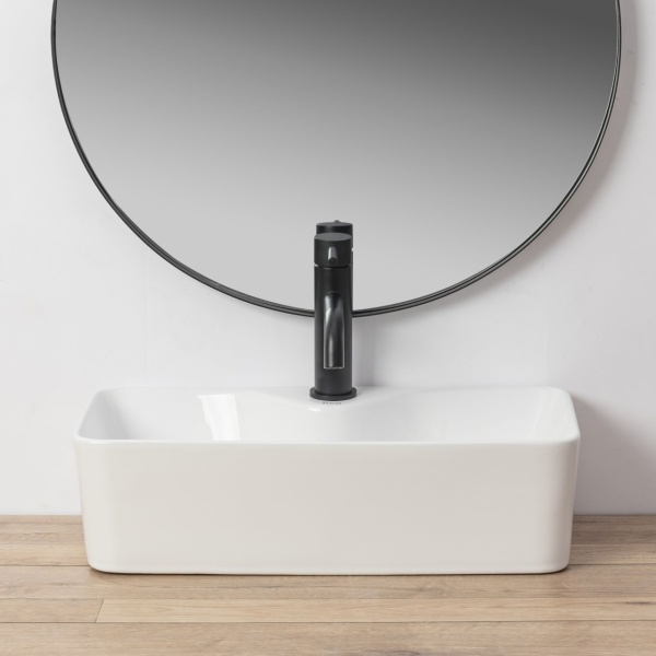 Lavoar de blat REA MERY, 50.5x 25x 14 cm, Montaj Pe Blat, Design Deosebit, Forma Dreptunghiulara, Ceramica Sanitara, Alb - Img 4