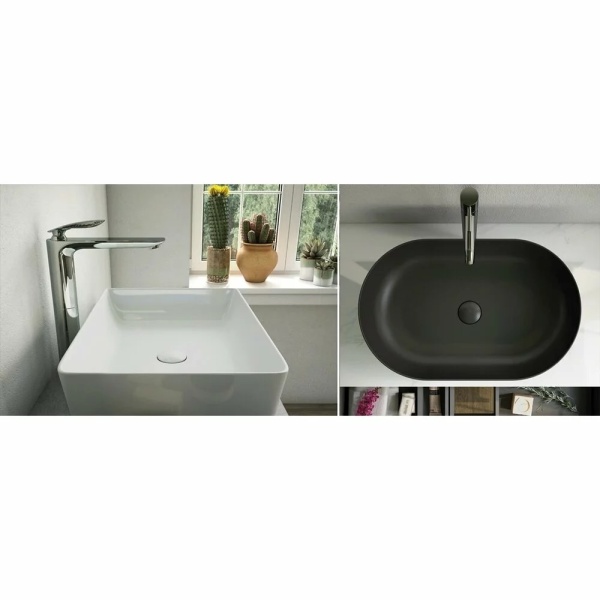 Lavoar oval negru mat Rak Feeling 55x35 cm - Img 2