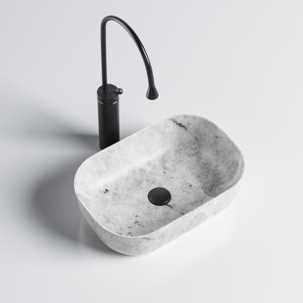 Lavoar pe Blat, Milo, Marmura Ceramica Gri, Dreptunghiular 45,5 X 32,5 X 13,5 cm - Img 10