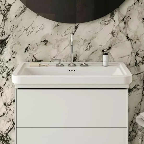 Lavoar pe mobilier Ideal Standard Atelier Calla alb lucios 87 cm cu 3 orificii baterie - Img 9
